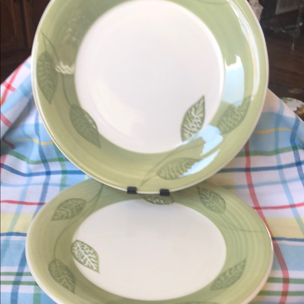 Green Leaf Pattern Dinner Plate Set Pier 1